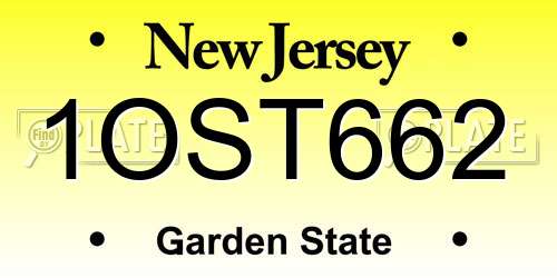 1OST662 New Jersey License Plate