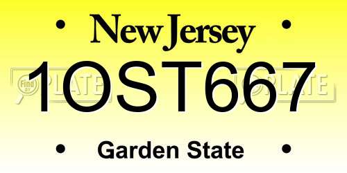 1OST667 New Jersey License Plate