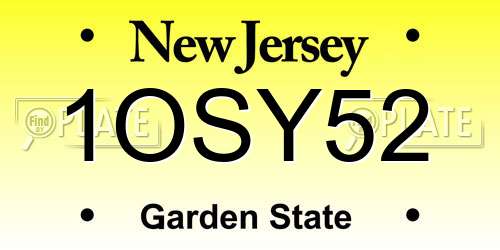 1OSY52 New Jersey License Plate