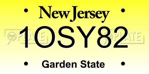 1OSY82 New Jersey License Plate