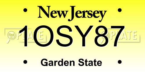 1OSY87 New Jersey License Plate