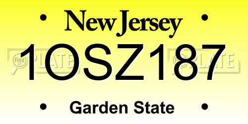 1OSZ187 New Jersey License Plate