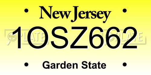 1OSZ662 New Jersey License Plate