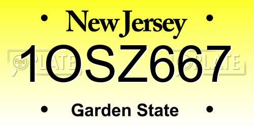 1OSZ667 New Jersey License Plate