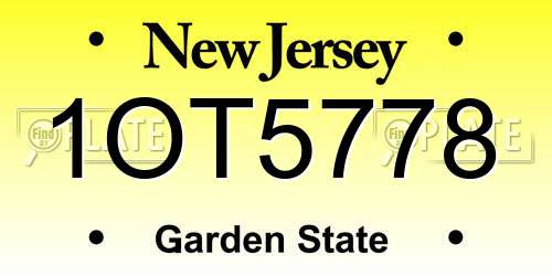 1OT5778 New Jersey License Plate