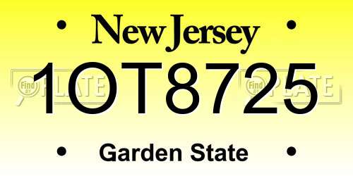 1OT8725 New Jersey License Plate