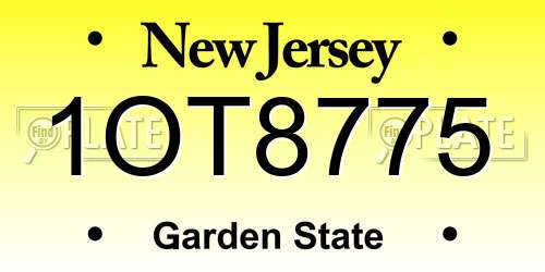 1OT8775 New Jersey License Plate