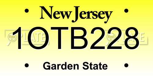 1OTB228 New Jersey License Plate