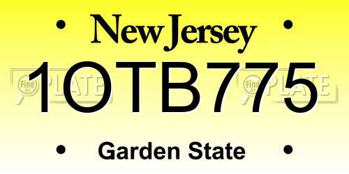 1OTB775 New Jersey License Plate