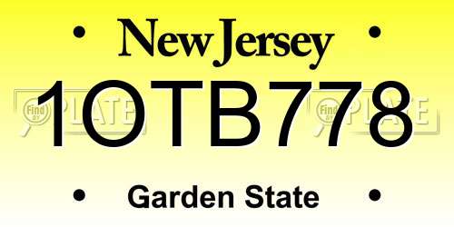 1OTB778 New Jersey License Plate