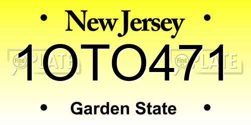 1OTO471 New Jersey License Plate