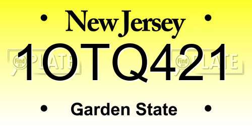 1OTQ421 New Jersey License Plate