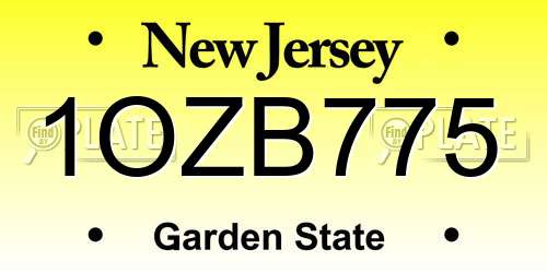 1OZB775 New Jersey License Plate