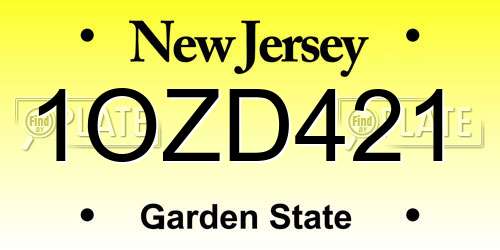 1OZD421 New Jersey License Plate