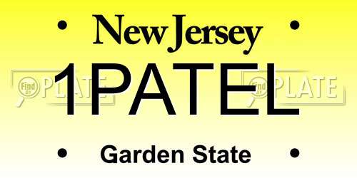 1PATEL New Jersey License Plate