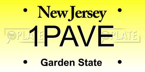 1PAVE New Jersey License Plate