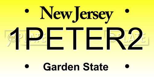 1PETER2 New Jersey License Plate