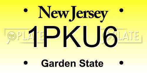 1PKU6 New Jersey License Plate