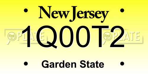 1Q00T2 New Jersey License Plate