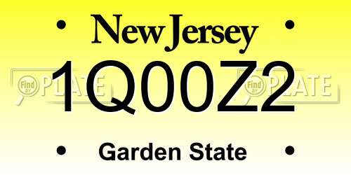 1Q00Z2 New Jersey License Plate