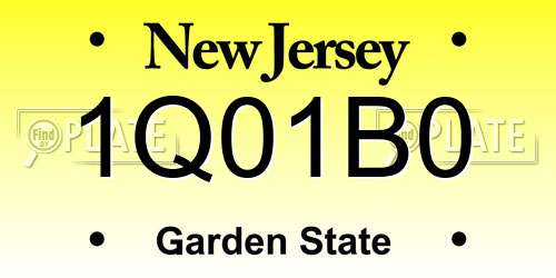 1Q01B0 New Jersey License Plate