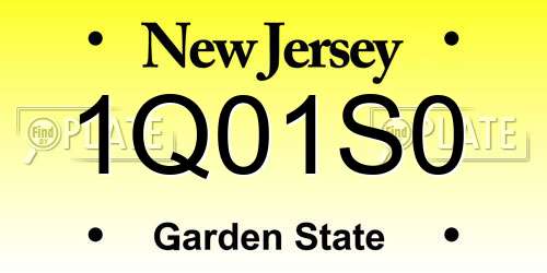 1Q01S0 New Jersey License Plate