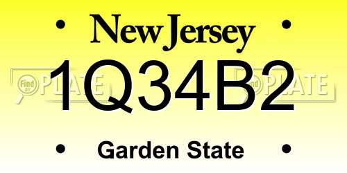 1Q34B2 New Jersey License Plate