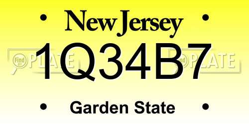 1Q34B7 New Jersey License Plate