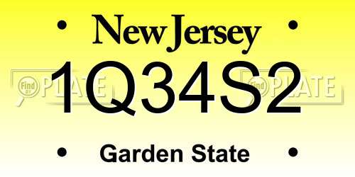1Q34S2 New Jersey License Plate
