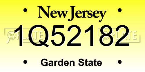 1Q52182 New Jersey License Plate