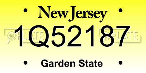 1Q52187 New Jersey License Plate