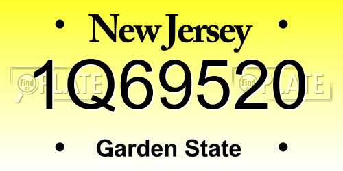 1Q69520 New Jersey License Plate