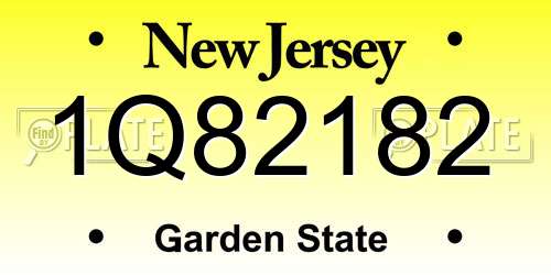 1Q82182 New Jersey License Plate