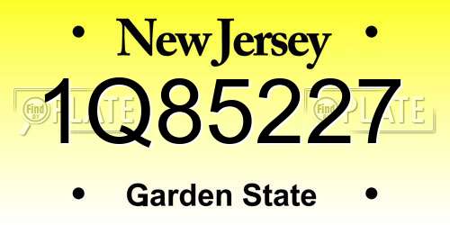 1Q85227 New Jersey License Plate