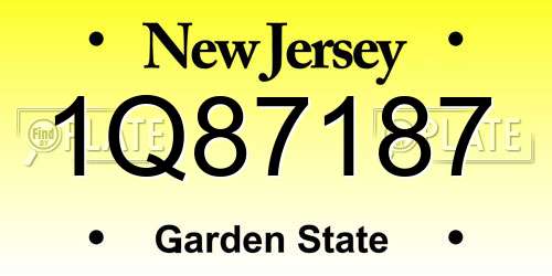 1Q87187 New Jersey License Plate