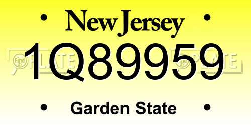 1Q89959 New Jersey License Plate