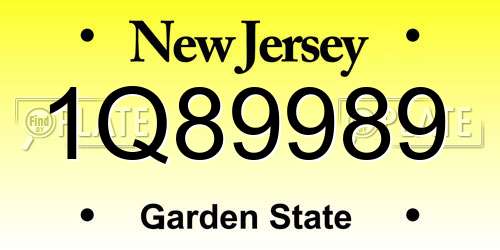 1Q89989 New Jersey License Plate