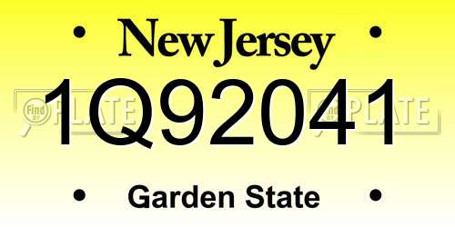 1Q92041 New Jersey License Plate
