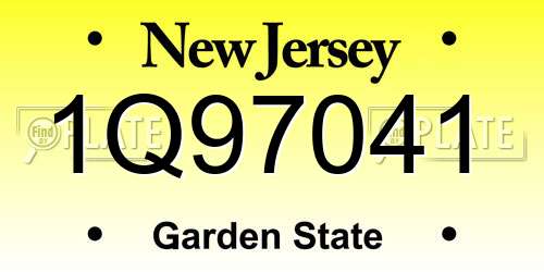 1Q97041 New Jersey License Plate
