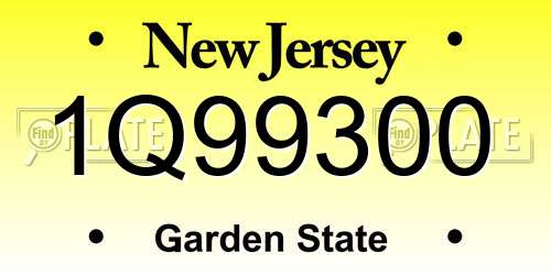 1Q99300 New Jersey License Plate