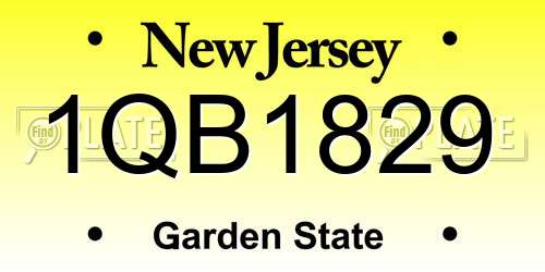 1QB1829 New Jersey License Plate