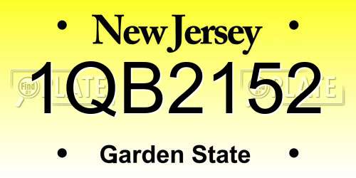 1QB2152 New Jersey License Plate