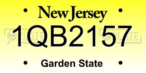 1QB2157 New Jersey License Plate