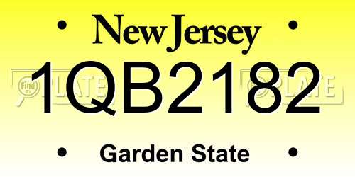 1QB2182 New Jersey License Plate