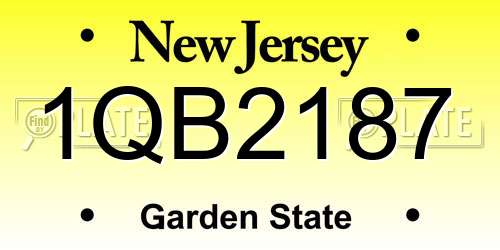 1QB2187 New Jersey License Plate