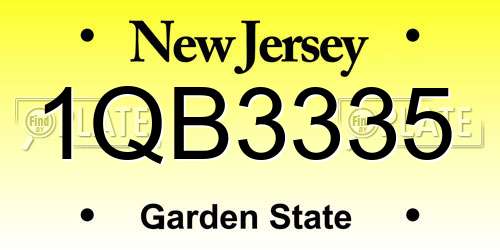 1QB3335 New Jersey License Plate
