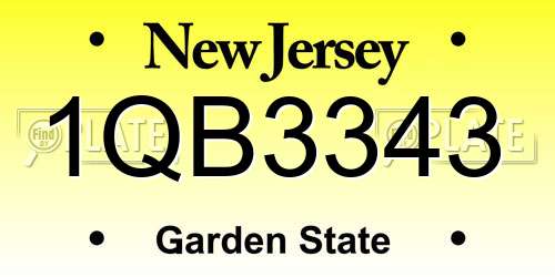 1QB3343 New Jersey License Plate
