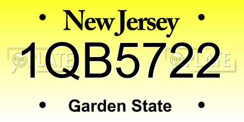 1QB5722 New Jersey License Plate