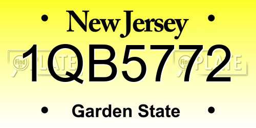 1QB5772 New Jersey License Plate