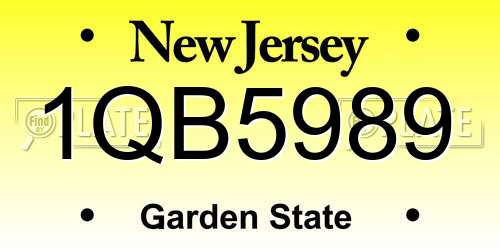 1QB5989 New Jersey License Plate